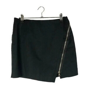 Zara Black Asymmetrical Side Zip Mini Skirt S